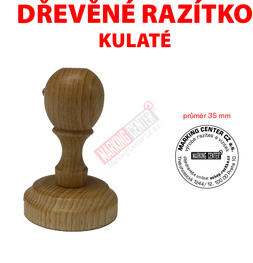 dřevěné razítko kulaté, průměr 35 mm