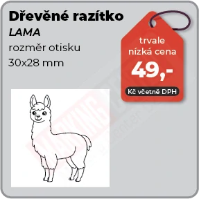 Dřevěné razítko Lama