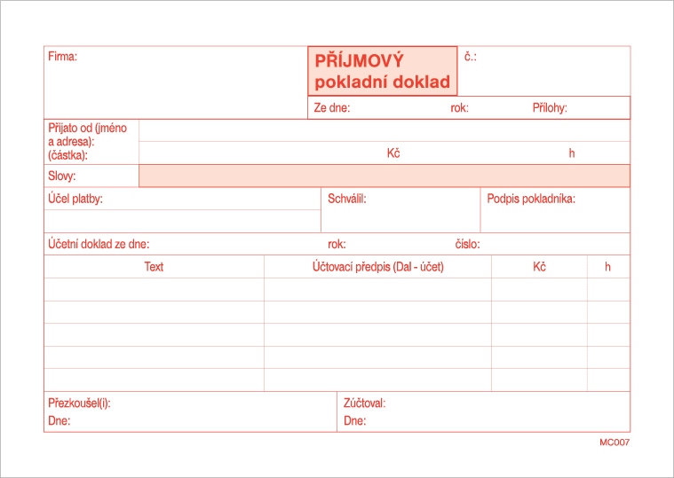 Příjmový pokladní doklad