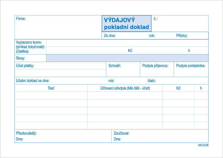 Výdajový pokladní doklad