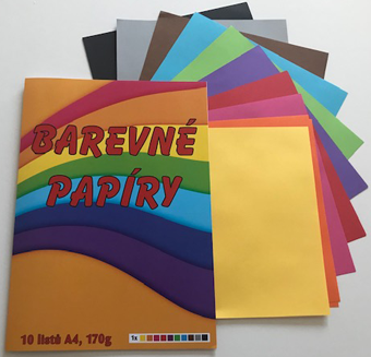 Barevný papír A4, 170g