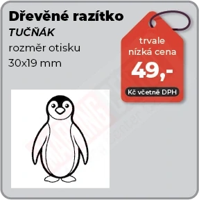 Dřevěné razítko Tučňák